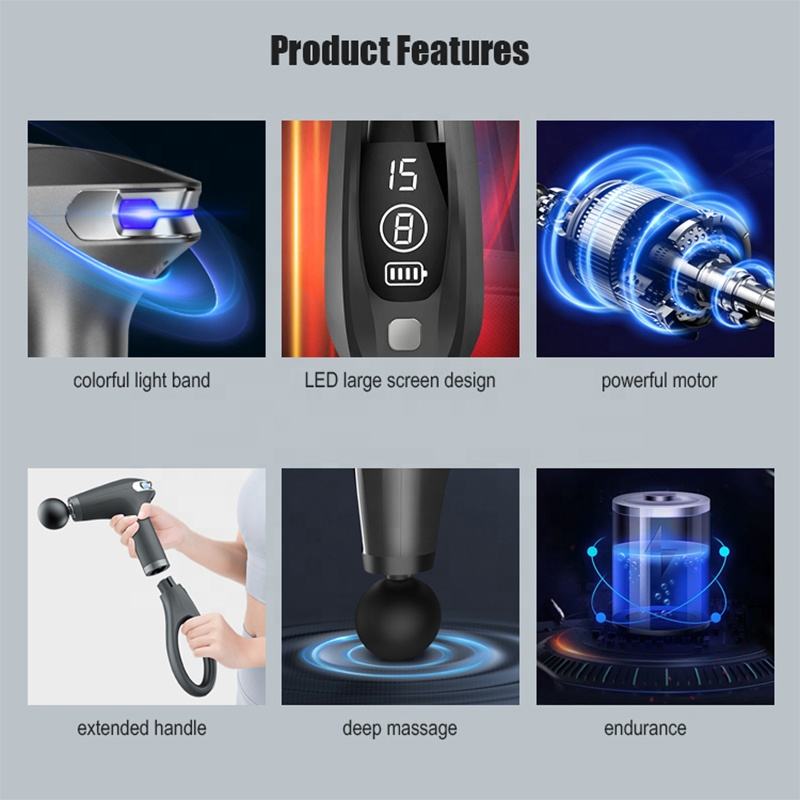 Portable Deep Tissue Percussion Massage Gun with Four Silicone Heads