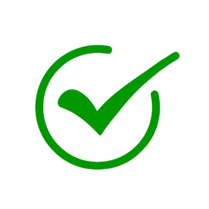 Green check mark on a white background